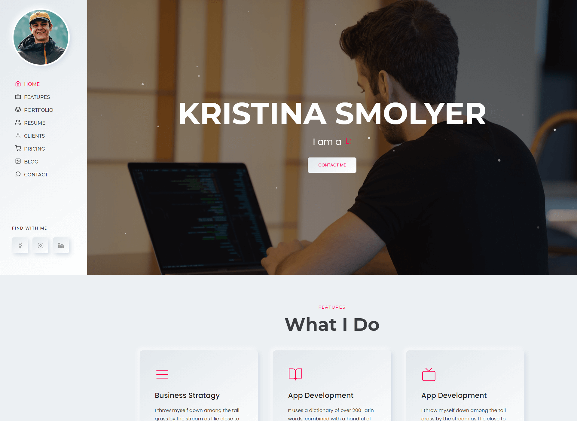 Web Developer light template preview