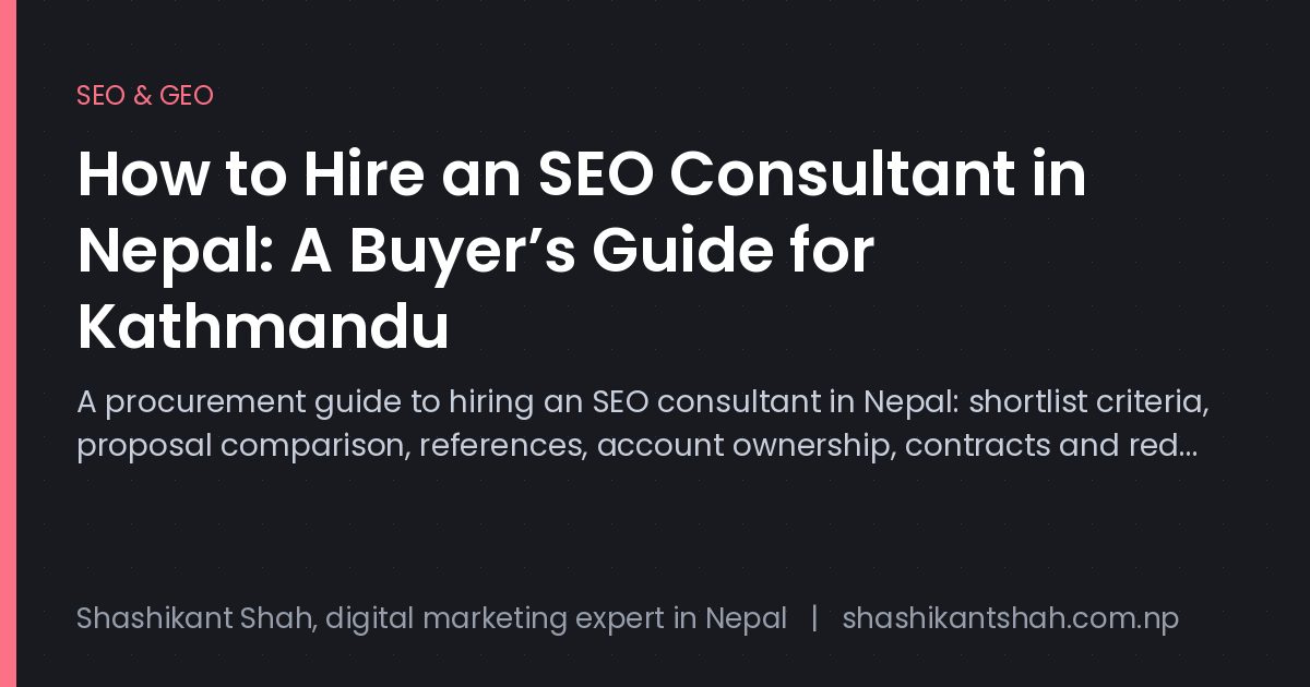 Checklist for vetting an SEO consultant in Kathmandu, Nepal