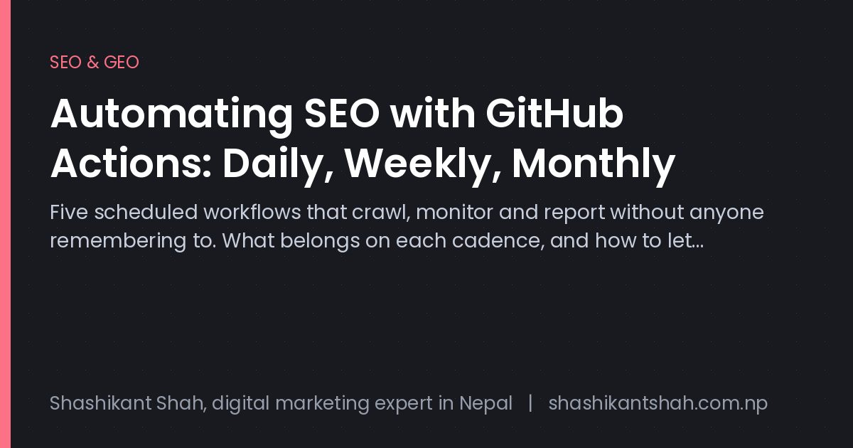 Scheduled GitHub Actions workflows running SEO checks on a repository
